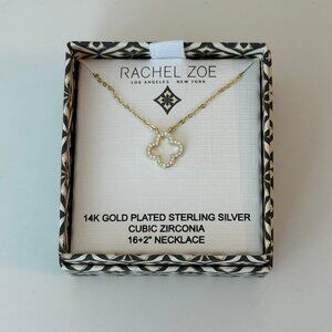 Rachel Zoe Gold Plated Sterling Silver Cubic Zirconia Clover Necklace